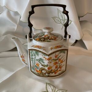 VTG Stafford  Fine China Oriental Birds & Quince Blossoms. Orange & Green 8.5”